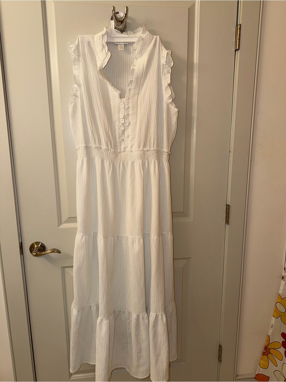London Times White Ruffled Tiered Maxi Dress